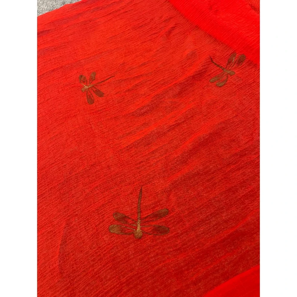 Boho Red Dragonfly Textured Gauze Scarf Wrap | Unknown Brand